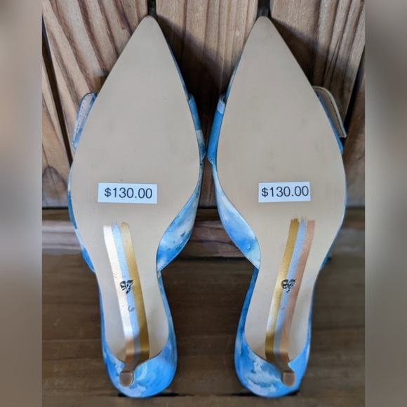 Sam Edelman Janessa Blue Floral Kitten Heels, Sz 6 - Picture 10 of 10